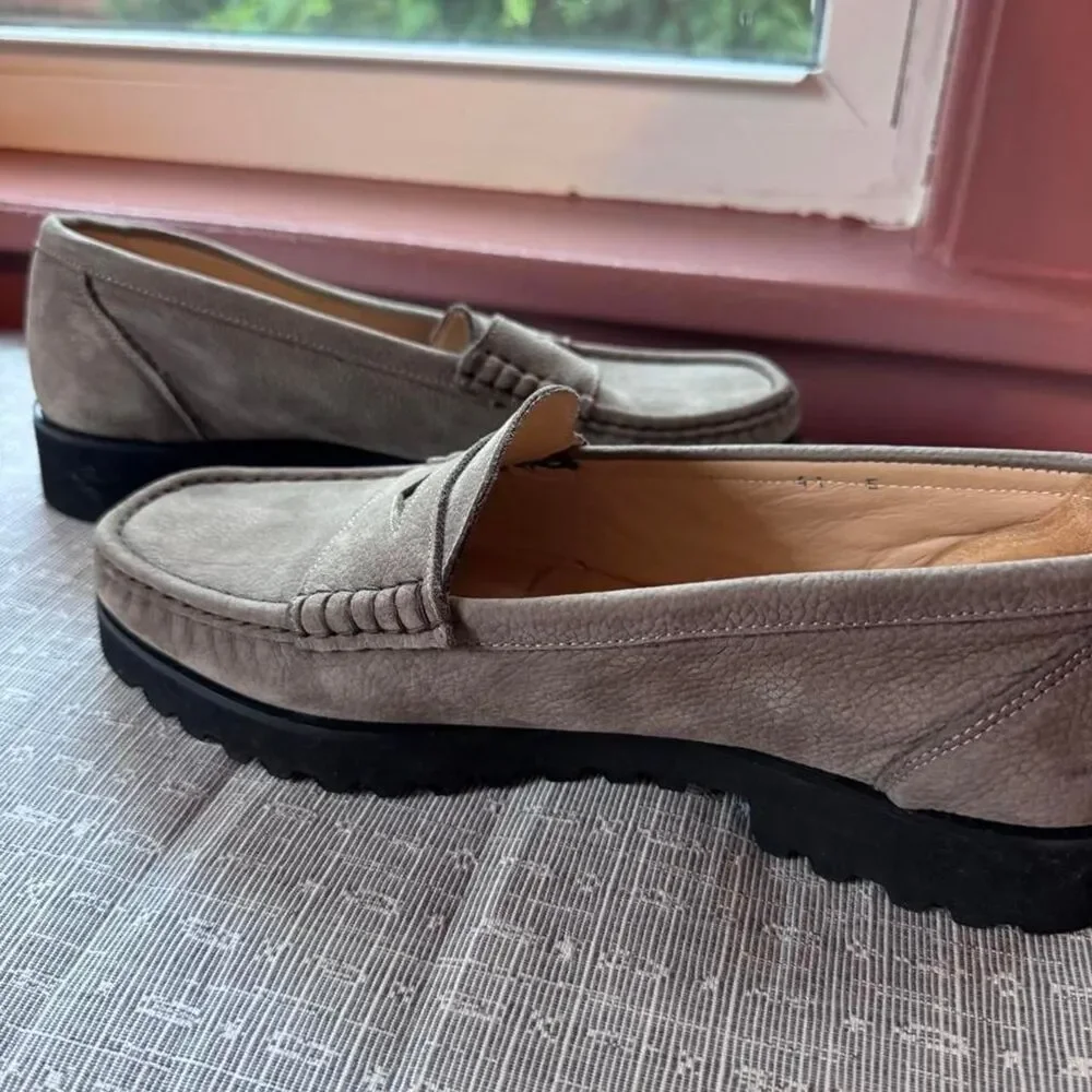 Ron White Tan Oxford Leather Loafers Made in Italy - Size 41